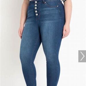 Eloquii Peach Lift Button Fly Skinny Jeans